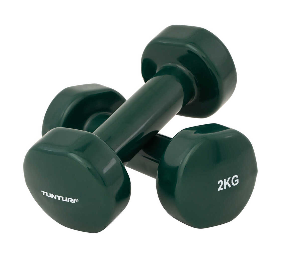 Tunturi Vinyl Dumbbells 2.0kg, Green, Pair