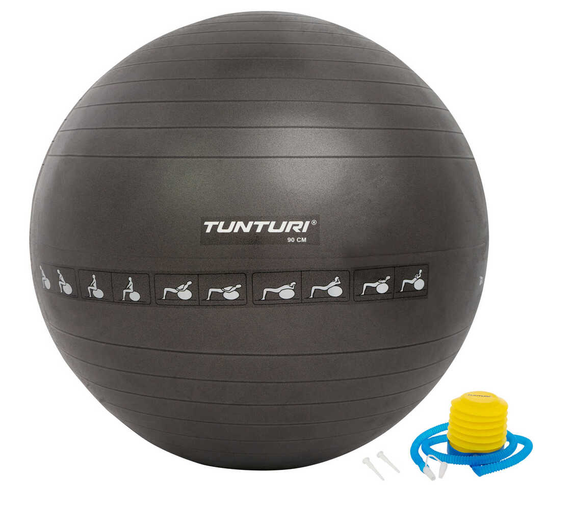  Gym ball, ballon de gym 90cm anti éclatement noir