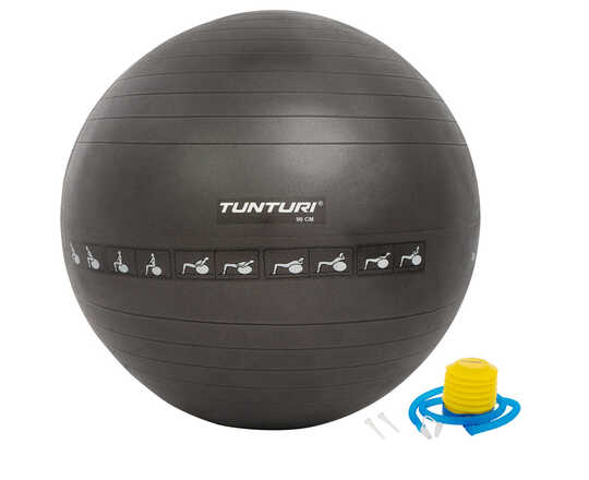  Gym ball, ballon de gym 90cm anti éclatement noir