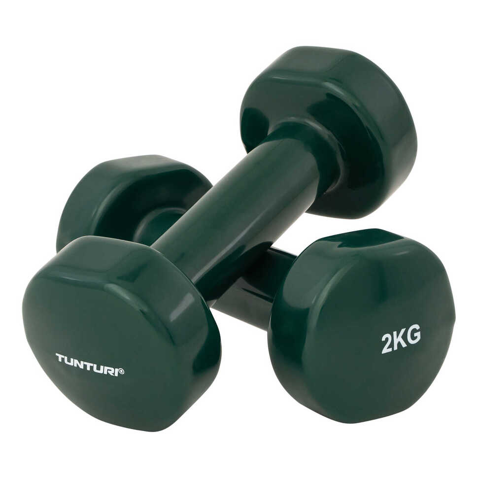 Tunturi Vinyl Dumbbells 2.0kg, Green, Pair